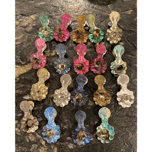 (19) Vintage Mutlicolor metal Christmas tree candle holder clips SET B